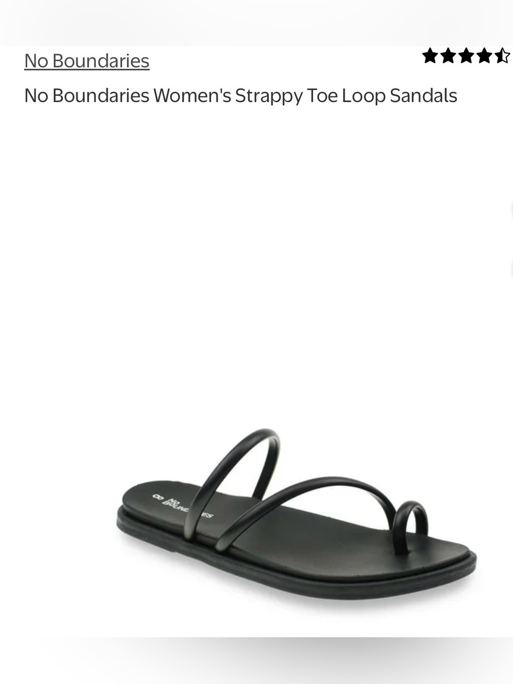 6/$20 No Boundaries Women's Black Minimal Strappy Toe-Loop Sandals 7,8,9,11 NWT